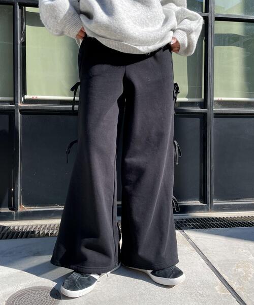 WEGO（ウィゴー）の「WEGO/裏起毛サイドリボンスウェットパンツ（スウェットパンツ・レディース・ブラック/杢グレー・FREE）」の5枚目の写真