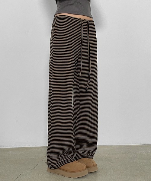 [MADE] キリッド起毛ストライプバンディングパンツ（スウェットパンツ）｜BLACKUP（ブラックアップ） 6,900円