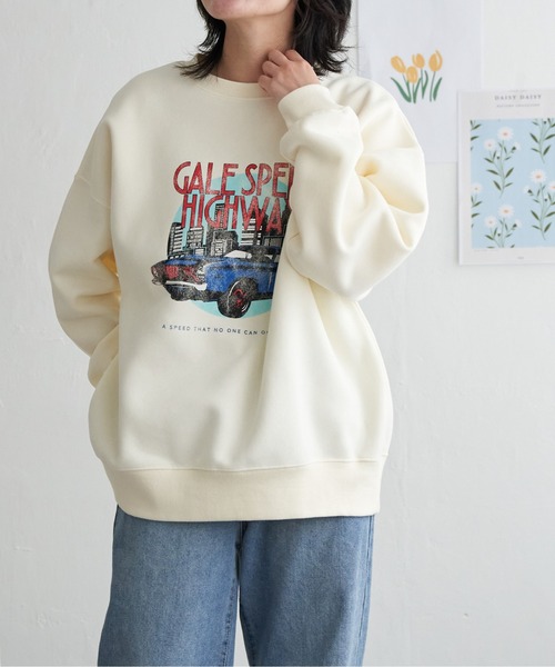 VENCEEXCHANGE（ヴァンスエクスチェンジ）の「レトロカープリントスウェット（スウェット・レディース・グレー系その他/アイボリー/チャコール/ネイビー・FREE）」の13枚目の写真