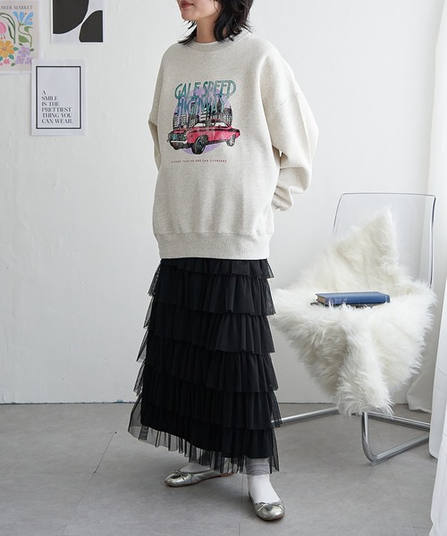 VENCEEXCHANGE（ヴァンスエクスチェンジ）の「レトロカープリントスウェット（スウェット・レディース・グレー系その他/アイボリー/チャコール/ネイビー・FREE）」の18枚目の写真