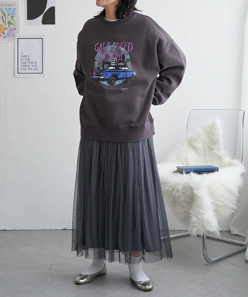 VENCEEXCHANGE（ヴァンスエクスチェンジ）の「レトロカープリントスウェット（スウェット・レディース・グレー系その他/アイボリー/チャコール/ネイビー・FREE）」の5枚目の写真