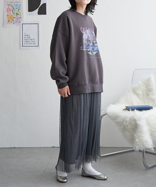 VENCEEXCHANGE（ヴァンスエクスチェンジ）の「レトロカープリントスウェット（スウェット・レディース・グレー系その他/アイボリー/チャコール/ネイビー・FREE）」の7枚目の写真