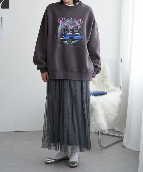 VENCEEXCHANGE（ヴァンスエクスチェンジ）の「レトロカープリントスウェット（スウェット・レディース・グレー系その他/アイボリー/チャコール/ネイビー・FREE）」の6枚目の写真