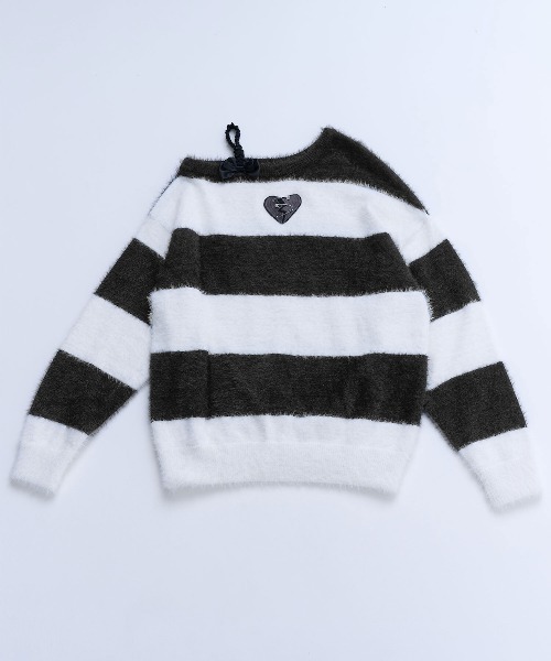 Hauls もけもけボーダーニット　ブラック Hauls（ハウルズ）の「もけもけボーダーニット（ニット/セーター