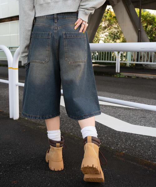 WEGO（ウィゴー）の「WEGO/ウエストドロストダブルニーバギーハーフパンツ（デニムパンツ・レディース・ブラック/コバルトブルー/ベージュ系その他・SMALL/MEDIUM）」の21枚目の写真