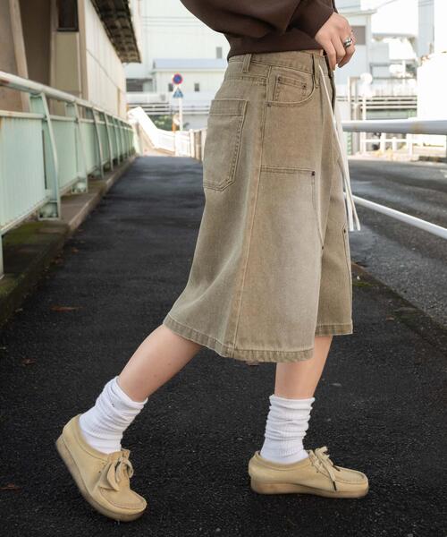 WEGO（ウィゴー）の「WEGO/ウエストドロストダブルニーバギーハーフパンツ（デニムパンツ・レディース・ブラック/コバルトブルー/ベージュ系その他・SMALL/MEDIUM）」の17枚目の写真