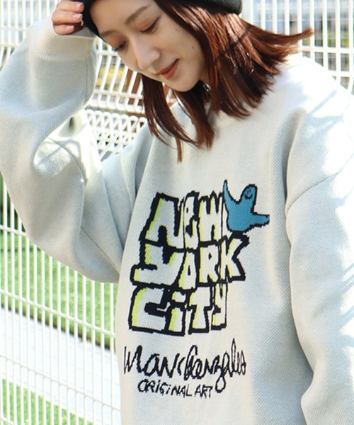 Mark Gonzales（マーク・ゴンザレス）の「【Mark Gonzales/マーク ゴンザレス】アートワークデザイン ジャガードニット クルーネック（ニット/セーター・メンズ・ネイビー系2/ブラック系4/アイボリー系3/アイボリー系2/ブラック系2/アイボリー系4/ネイビー系1/アイボリー系1/ブラック系3/ブラック系1/ダークグリーン系2/ダークグリーン系1・M/XL/L）」の8枚目の写真