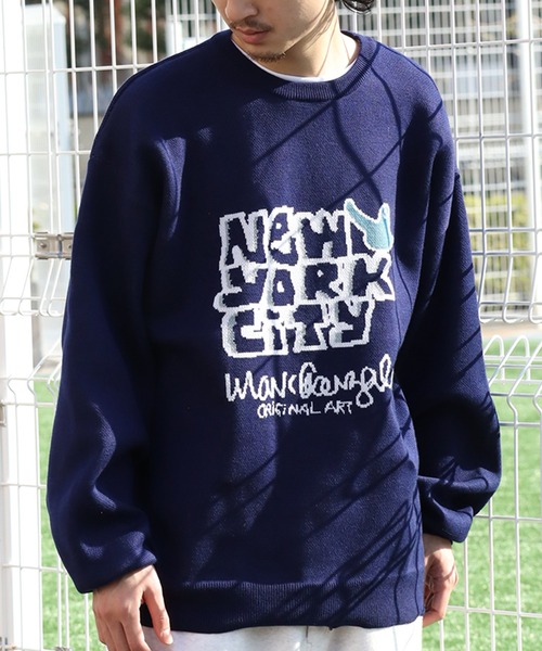 Mark Gonzales（マーク・ゴンザレス）の「【Mark Gonzales/マーク ゴンザレス】アートワークデザイン ジャガードニット クルーネック（ニット/セーター・メンズ・ネイビー系2/ブラック系4/アイボリー系3/アイボリー系2/ブラック系2/アイボリー系4/ネイビー系1/アイボリー系1/ブラック系3/ブラック系1/ダークグリーン系2/ダークグリーン系1・M/XL/L）」の12枚目の写真