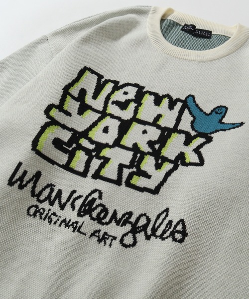 Mark Gonzales（マーク・ゴンザレス）の「【Mark Gonzales/マーク ゴンザレス】アートワークデザイン ジャガードニット クルーネック（ニット/セーター・メンズ・ネイビー系2/ブラック系4/アイボリー系3/アイボリー系2/ブラック系2/アイボリー系4/ネイビー系1/アイボリー系1/ブラック系3/ブラック系1/ダークグリーン系2/ダークグリーン系1・M/XL/L）」の14枚目の写真