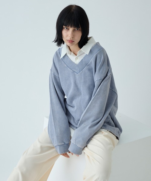 セール】【VELNUS】Vintage Make Heavyweight V-Neck Sweat
