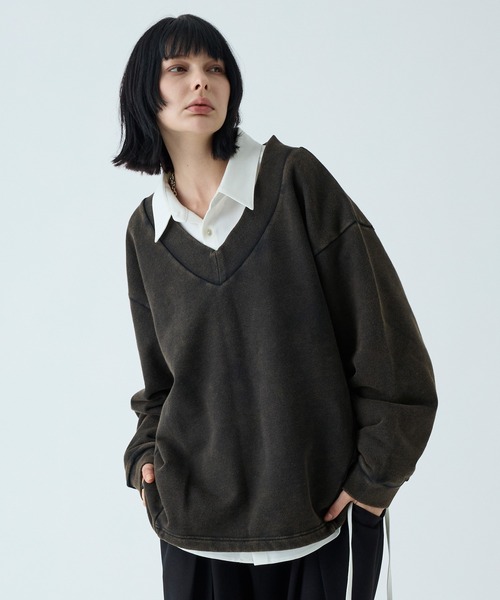 VELNUS】Vintage Make Heavyweight V-Neck Sweat/ヴィンテージメイク