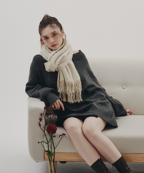 fupel（フぺル）の「bustier melange rib knit tops / ビスチェ付きメランジリブニットトップス(setup対応可)（ニット/セーター・レディース・チャコールグレー/ブラウン系その他・FREE）」の21枚目の写真