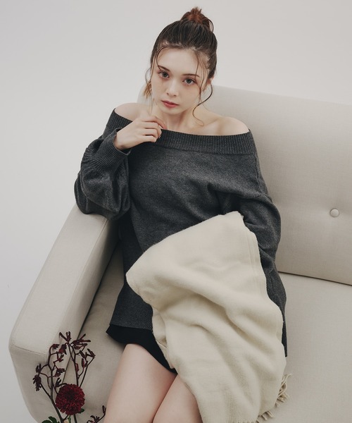 fupel（フぺル）の「bustier melange rib knit tops / ビスチェ付きメランジリブニットトップス(setup対応可)（ニット/セーター・レディース・チャコールグレー/ブラウン系その他・FREE）」の19枚目の写真