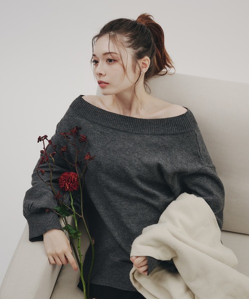 fupel（フぺル）の「bustier melange rib knit tops / ビスチェ付きメランジリブニットトップス(setup対応可)（ニット/セーター・レディース・チャコールグレー/ブラウン系その他・FREE）」の17枚目の写真