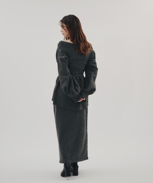 fupel（フぺル）の「bustier melange rib knit tops / ビスチェ付きメランジリブニットトップス(setup対応可)（ニット/セーター・レディース・チャコールグレー/ブラウン系その他・FREE）」の7枚目の写真