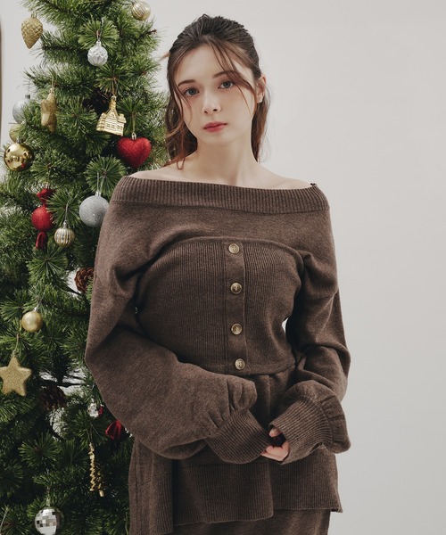 fupel（フぺル）の「bustier melange rib knit tops / ビスチェ付きメランジリブニットトップス(setup対応可)（ニット/セーター・レディース・チャコールグレー/ブラウン系その他・FREE）」の11枚目の写真