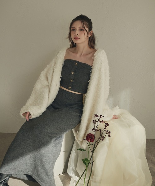 fupel（フぺル）の「bustier melange rib knit tops / ビスチェ付きメランジリブニットトップス(setup対応可)（ニット/セーター・レディース・チャコールグレー/ブラウン系その他・FREE）」の16枚目の写真