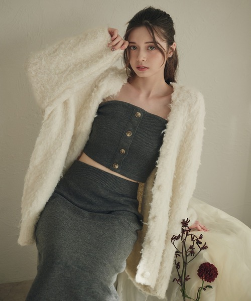 fupel（フぺル）の「bustier melange rib knit tops / ビスチェ付きメランジリブニットトップス(setup対応可)（ニット/セーター・レディース・チャコールグレー/ブラウン系その他・FREE）」の14枚目の写真