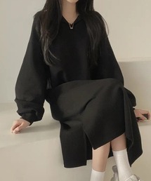 SHEPP（シープ）の「裏起毛 襟付き スウェットワンピース（ワンピース）」