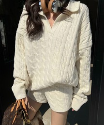 blackdia ocean ケーブル柄ニットxショートパンツ セットアップ