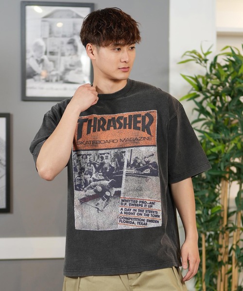 THRASHER(スラッシャー)の「【ムラサキスポーツ限定】THRASHER/スラッシャー 半袖Tシャツ/半袖Tee フロントプリント オーバーサイズ ユニセックス 252TH1ST036(Tシャツ/カットソー・メンズ・ブラック/アイボリー・XL/L/M)」の3枚目の写真