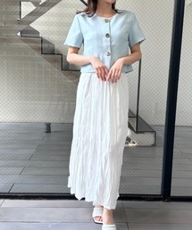 シュリンク素材ロングスカート