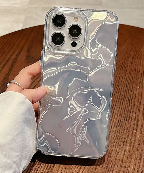 波模様 シルバー iPhoneカバー アイフォンケース ipc726（スマホケース