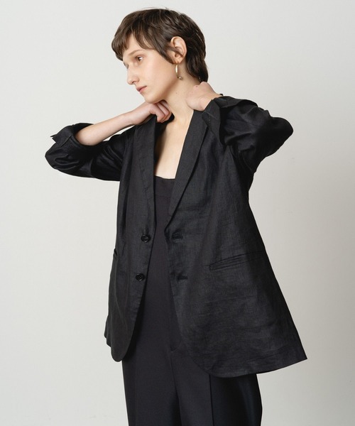 STERNBERG(スタンバーグ)の「オーバーリネンテーラードジャケット(テーラードジャケット・レディース・ブラック/モカ・MEDIUM/LARGE)」の6枚目の写真