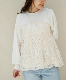 『WEB限定』バテンレースドッキングペプラムプルオーバー