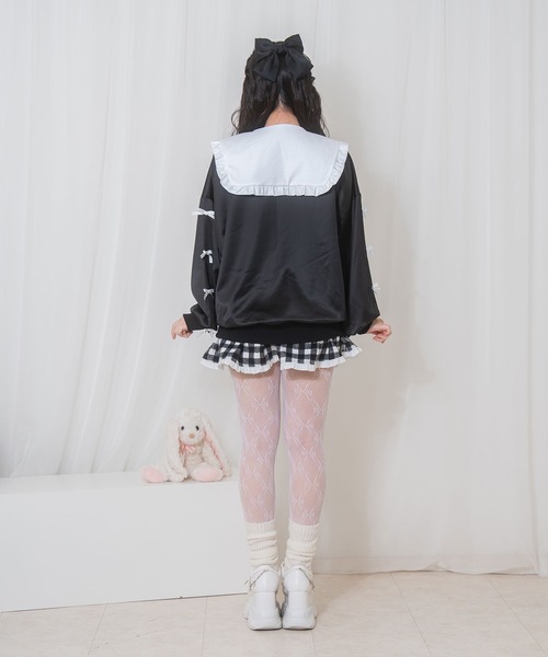 Honey Cinnamon(ハニーシナモン)の「袖リボンハニーちゃんセーラージップアップ(その他アウター・レディース・ピンク/ブラック・FREE)」の3枚目の写真