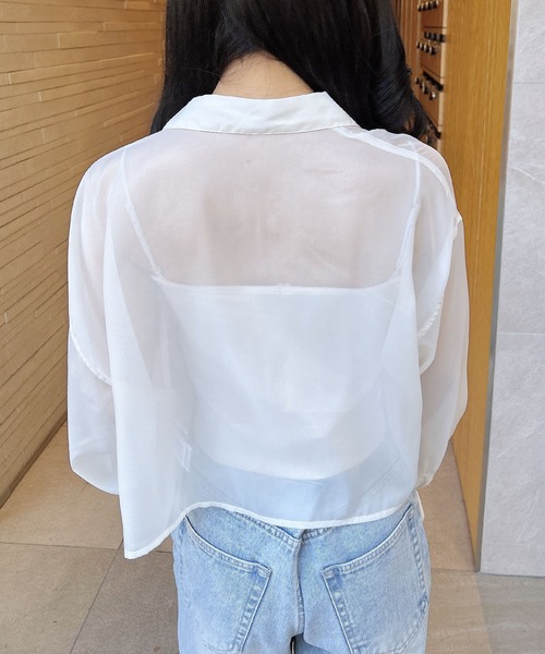 INGNI（イング）の「リボンラメシアーショートシャツ（シャツ/ブラウス・レディース・アイボリー/イエロー/ピンク/ブルー・M）」の22枚目の写真