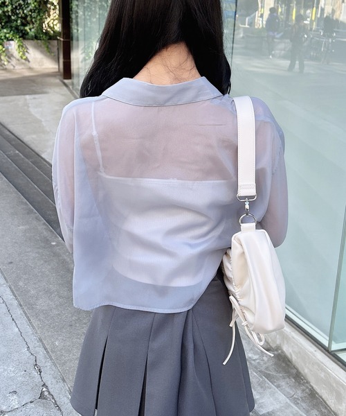 INGNI（イング）の「リボンラメシアーショートシャツ（シャツ/ブラウス・レディース・アイボリー/イエロー/ピンク/ブルー・M）」の17枚目の写真