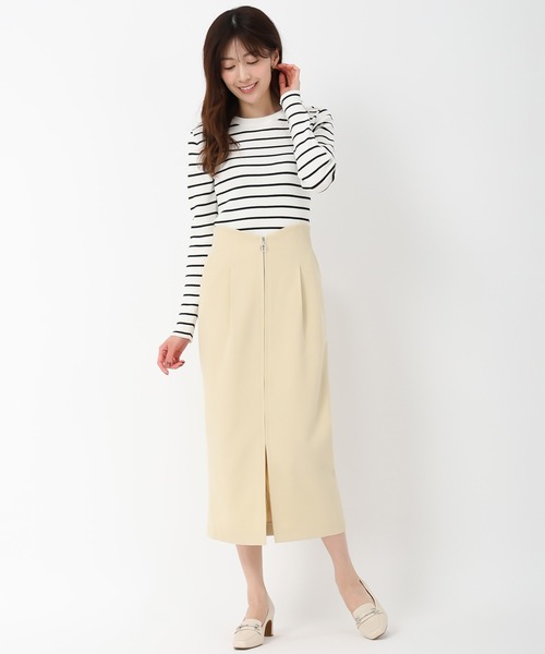 美品♡DESCENTE ポロシャツ・スカート セットアップ M ベージュ MISCH MASCH スカート 2024春夏新作裾ラップマーメイドスカート