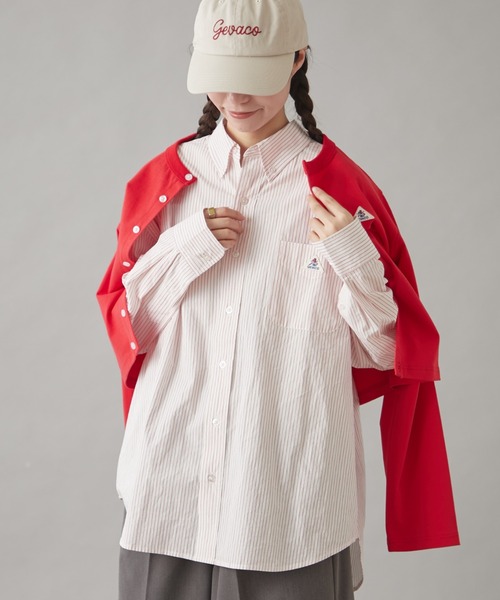 GEVACO(ゲバコ)の「【GEVACO】ベーシックオーバーサイズストライプシャツ(シャツ/ブラウス・レディース・イエロー/ネイビー/レッド/グリーン/ブラウン・SMALL/LARGE/MEDIUM)」の6枚目の写真