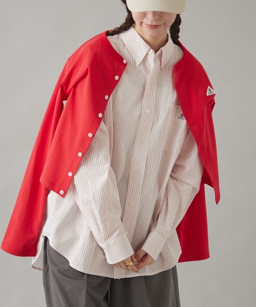 GEVACO(ゲバコ)の「【GEVACO】ベーシックオーバーサイズストライプシャツ(シャツ/ブラウス・レディース・イエロー/ネイビー/レッド/グリーン/ブラウン・SMALL/LARGE/MEDIUM)」の7枚目の写真