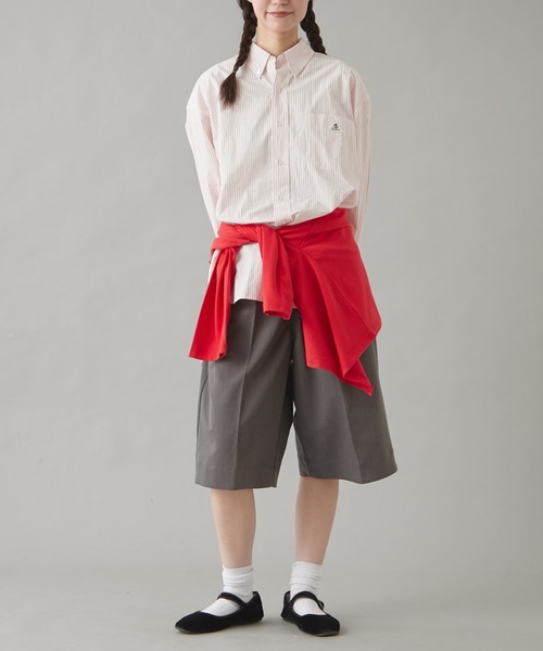 GEVACO(ゲバコ)の「【GEVACO】ベーシックオーバーサイズストライプシャツ(シャツ/ブラウス・レディース・イエロー/ネイビー/レッド/グリーン/ブラウン・SMALL/LARGE/MEDIUM)」の16枚目の写真