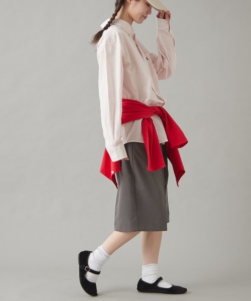 GEVACO(ゲバコ)の「【GEVACO】ベーシックオーバーサイズストライプシャツ(シャツ/ブラウス・レディース・イエロー/ネイビー/レッド/グリーン/ブラウン・SMALL/LARGE/MEDIUM)」の18枚目の写真