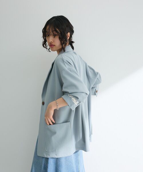 ELENCARE DUE（エレンカーレデュエ）の「・ELENCARE DUE 袖コード刺繍ジャケット（テーラードジャケット・レディース・チャコールグレー/アイボリー/ミント・FREE）」の6枚目の写真