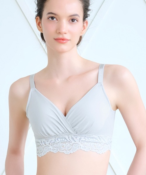 BRADELIS NEWYORK（ブラデリスニューヨーク）の「綿混ストレッチハイブリッドハートカップブラ25 ブラデリス ブラデリス 補正下着 補整（ブラジャー・レディース・ブラック/グレイッシュベージュ/ピンクベージュ/グレー/ブルー・M/L/LL/5L/S/3L/4L）」の5枚目の写真