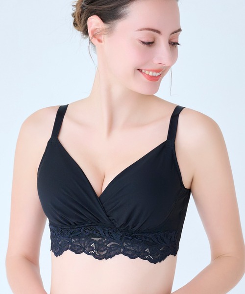 BRADELIS NEWYORK（ブラデリスニューヨーク）の「綿混ストレッチハイブリッドハートカップブラ25 ブラデリス ブラデリス 補正下着 補整（ブラジャー・レディース・ブラック/グレイッシュベージュ/ピンクベージュ/グレー/ブルー・M/L/LL/5L/S/3L/4L）」の2枚目の写真