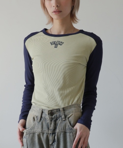 Ulysses(ユリシス)の「バイカラーロングスリーブカットソー(Tシャツ/カットソー・レディース・ブラック/ブラウン/ネイビー/グレー・L/M)」の4枚目の写真