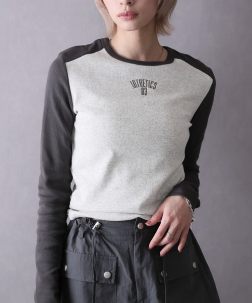Ulysses(ユリシス)の「バイカラーロングスリーブカットソー(Tシャツ/カットソー・レディース・ブラック/ブラウン/ネイビー/グレー・L/M)」の2枚目の写真