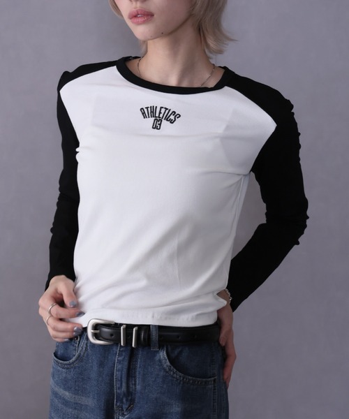 Ulysses(ユリシス)の「バイカラーロングスリーブカットソー(Tシャツ/カットソー・レディース・ブラック/ブラウン/ネイビー/グレー・L/M)」の9枚目の写真
