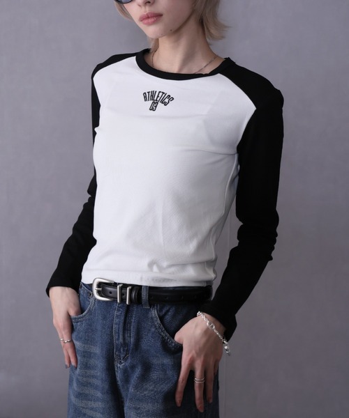 Ulysses(ユリシス)の「バイカラーロングスリーブカットソー(Tシャツ/カットソー・レディース・ブラック/ブラウン/ネイビー/グレー・L/M)」の12枚目の写真