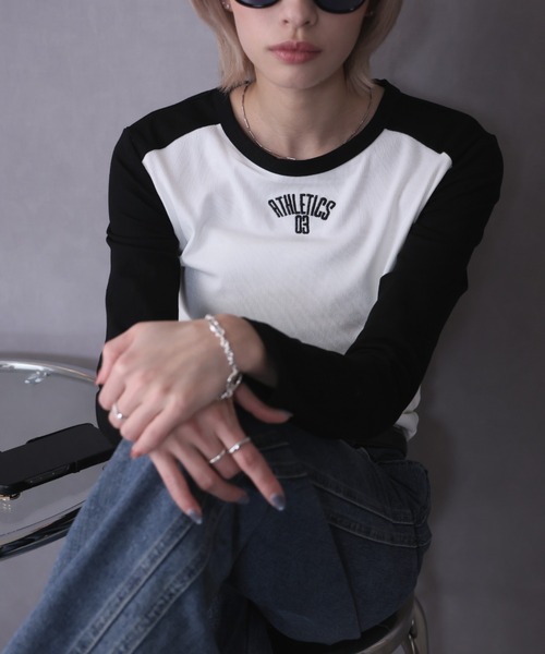 Ulysses(ユリシス)の「バイカラーロングスリーブカットソー(Tシャツ/カットソー・レディース・ブラック/ブラウン/ネイビー/グレー・L/M)」の14枚目の写真
