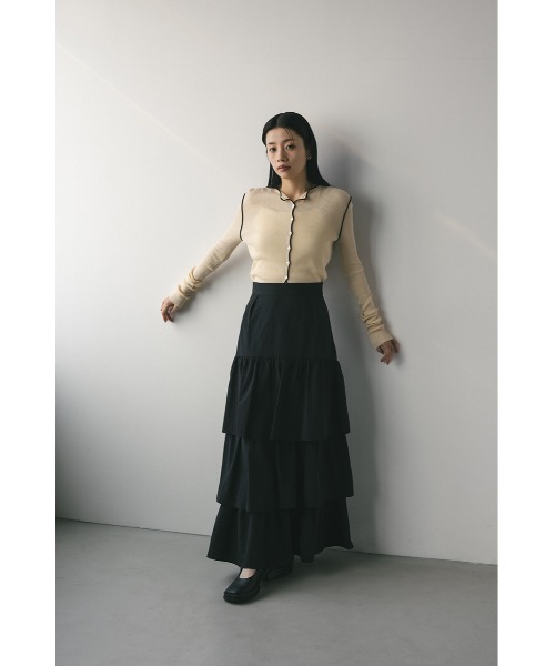 STYLEMIXER（スタイルミキサー）の「ティアードフレアスカート（スカート・レディース・ホワイト/ブラック・SMALL/MEDIUM）」の17枚目の写真