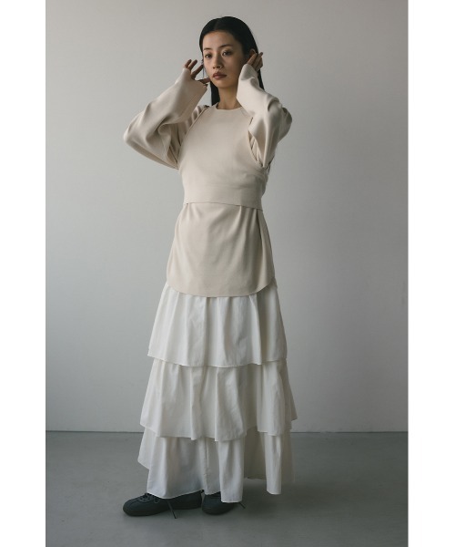 STYLEMIXER（スタイルミキサー）の「ティアードフレアスカート（スカート・レディース・ホワイト/ブラック・SMALL/MEDIUM）」の3枚目の写真