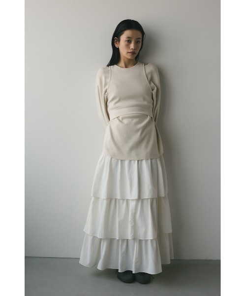 STYLEMIXER（スタイルミキサー）の「ティアードフレアスカート（スカート・レディース・ホワイト/ブラック・SMALL/MEDIUM）」の4枚目の写真