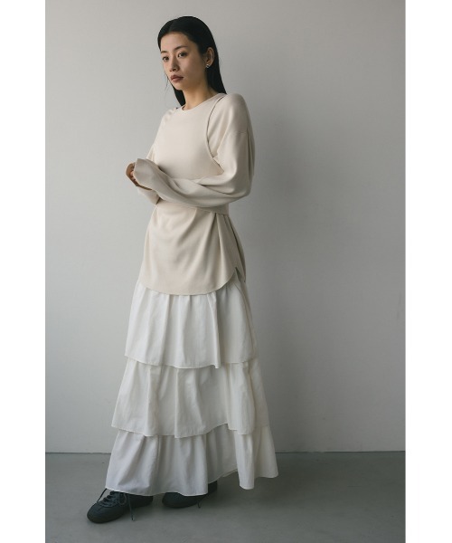 STYLEMIXER（スタイルミキサー）の「ティアードフレアスカート（スカート・レディース・ホワイト/ブラック・SMALL/MEDIUM）」の5枚目の写真