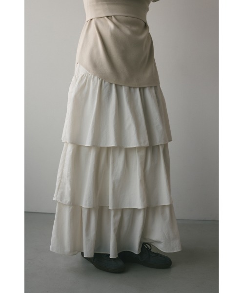 STYLEMIXER（スタイルミキサー）の「ティアードフレアスカート（スカート・レディース・ホワイト/ブラック・SMALL/MEDIUM）」の8枚目の写真